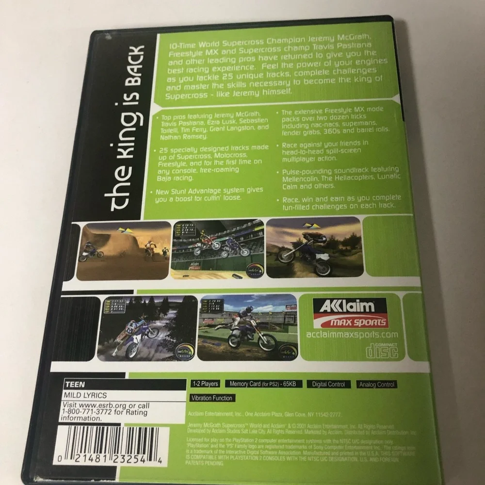 Jeremy McGrath: Supercross World Video Game- (PS2, 2001) *CIB‎